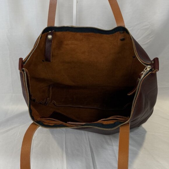 Portland Leather, Large Zipper Tote Bag, Brown (Nutmeg?) with Brown Straps BNNU - Picture 5 of 9